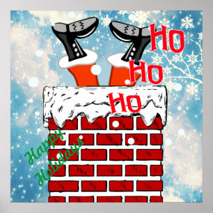 Santa Claus stuck in chimney Poster