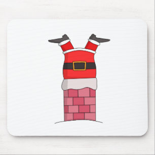Santa Claus stuffed in the chimney Mouse Mat