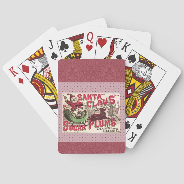 Santa Claus Sugar Plum Christmas Playing Cards (Back)