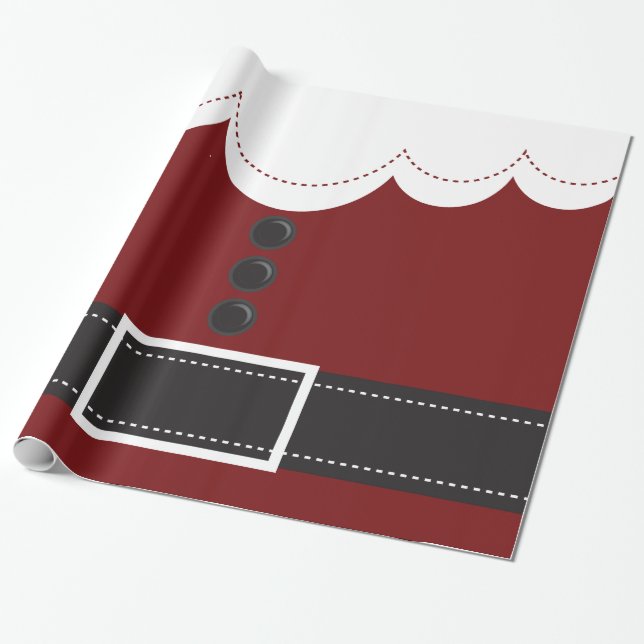 Santa Claus Suit Christmas Holiday Design Wrapping Paper (Unrolled)
