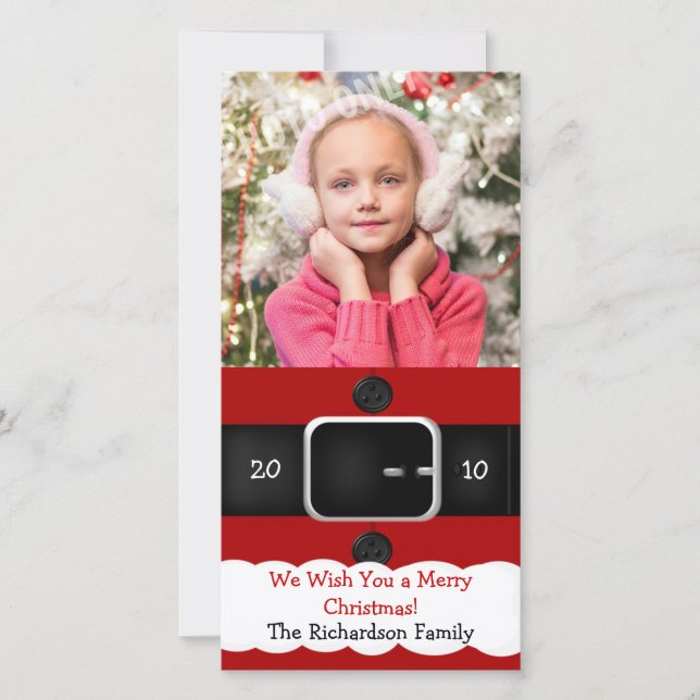 Santa Claus Suit Christmas Photo Cards (Front)