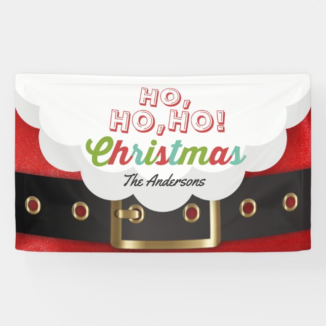 Santa Claus Suit Ho Ho Ho Christmas Happy New Year Banner (Horizontal)