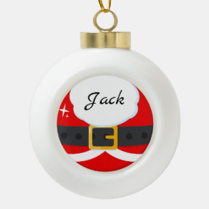 Santa Claus Suit with Name Ceramic Ball Christmas Ornament
