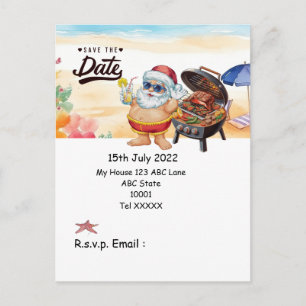 SANTA CLAUS Summer Beach Save the date Holiday Postcard