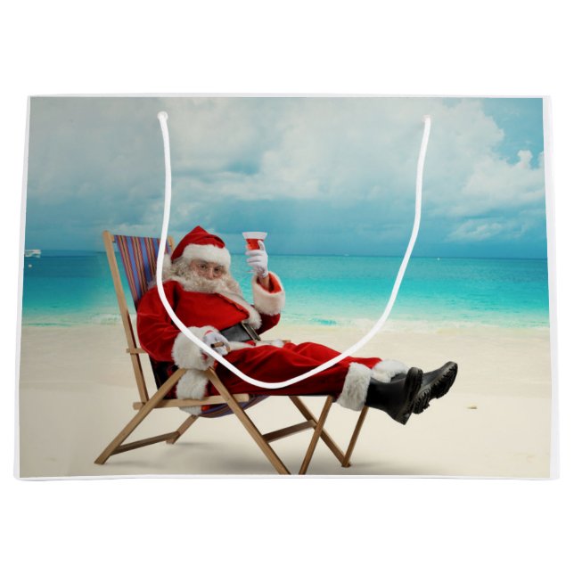 Santa Claus Summer Large Gift Bag (Front)