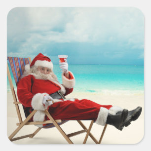 Santa Claus Summer Square Sticker