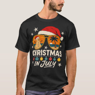 Santa Claus Sunglasses Beach Christmas in July  T-Shirt