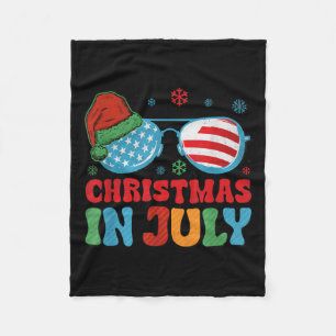 Santa Claus Sungles Beach Christmas In July Men Wo Fleece Blanket