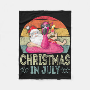 Santa Claus Sungles Christmas In July Santa In Bea Fleece Blanket