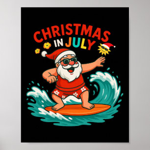 Santa Claus Surfing Beach Christmas In July Men Wo Poster