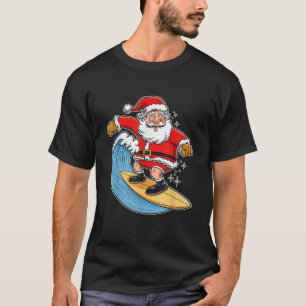Santa Claus Surfing Christmas Sports Xmas Holiday  T-Shirt