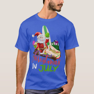 Santa Claus Surfing Hawaiian Kids Boys Girls Xmas T-Shirt