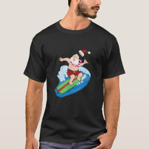 Santa Claus Surfing Hawaiian Summer Funny Christma T-Shirt