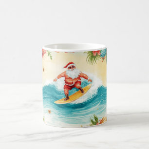 Santa Claus surfing on Christmas Holiday  Coffee Mug