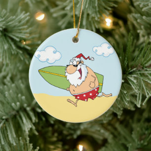 Santa Claus Surfing Ornament