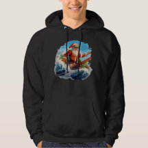 Santa Claus surfing shredding waves Hoodie