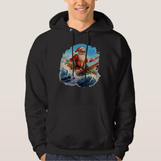 Santa Claus surfing shredding waves Hoodie