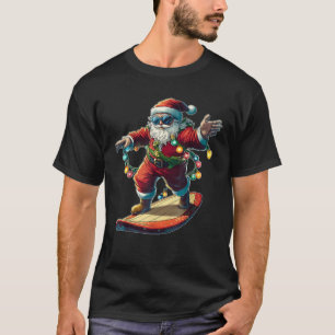 Santa Claus Surfing Surfer Christmas Hat Xmas T-Shirt