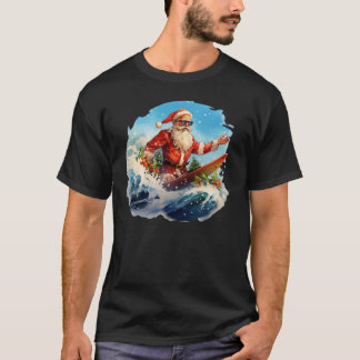 Santa Claus Surfing  T-Shirt