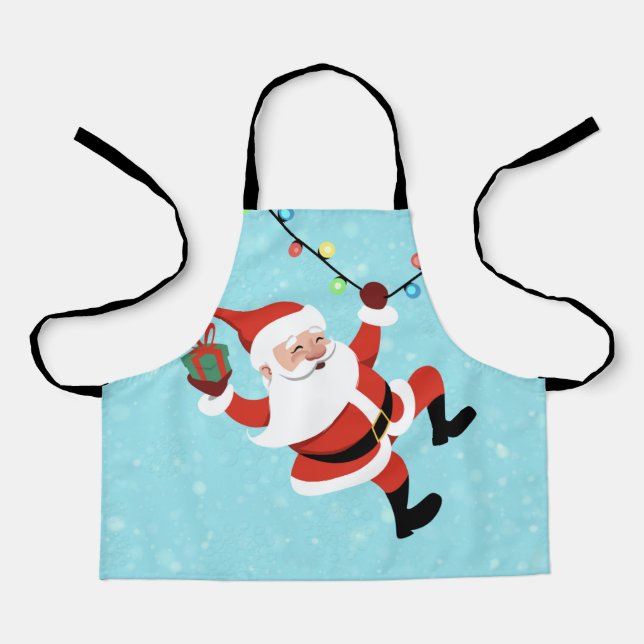 Santa Claus swinging on a string of rope Chrismas Apron (Front)