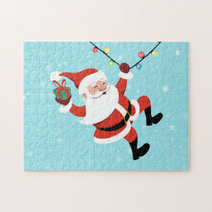Santa Claus swinging on a string of rope Chrismas Jigsaw Puzzle
