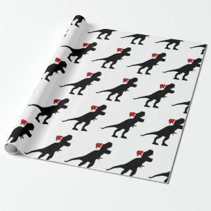 Santa Claus T-Rex Wrapping Paper