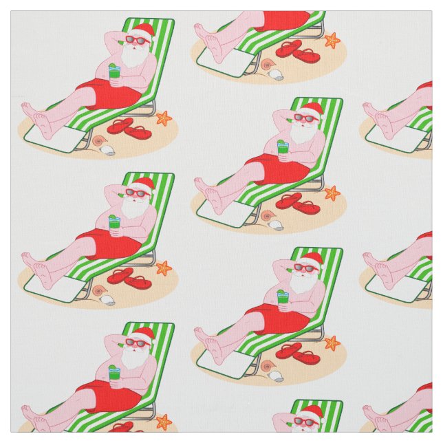 Santa Claus takes a Beach Day Fabric (Swatch)