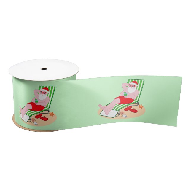 Santa Claus takes a Beach Day Satin Ribbon (Spool)