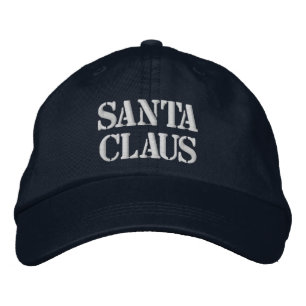 Santa Claus Text Printed Navy Quality-Hat Holiday Embroidered Hat
