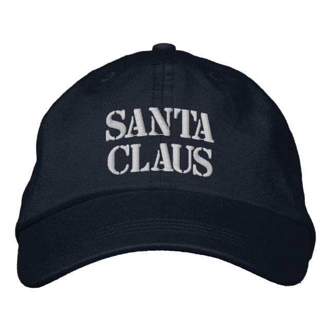 Santa Claus Text Printed Navy Quality-Hat Holiday Embroidered Hat (Front)