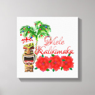 Santa Claus Tiki Mele Kalikimaka Canvas Print