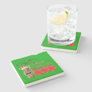 Santa Claus Tiki Mele Kalikimaka Stone Coaster