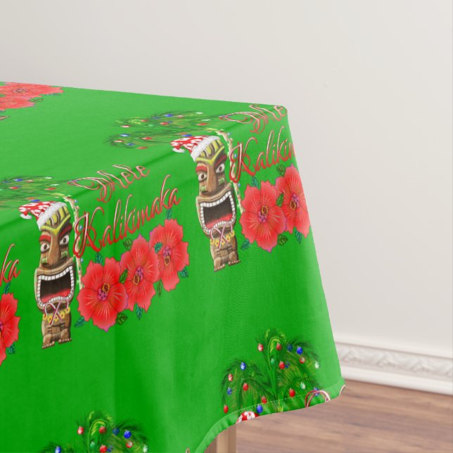 Santa Claus Tiki Mele Kalikimaka Tablecloth (In Situ)