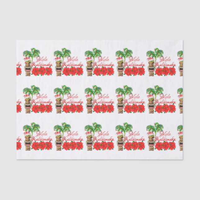 Santa Claus Tiki Mele Kalikimaka Tissue Paper (Front)