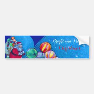 SANTA CLAUS ,TOY SACK AND BALLOONS Christmas Night Bumper Sticker