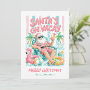 Santa Claus Tropical Beach Christmas Holiday Card