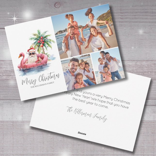 Santa Claus Tropical Beach Christmas Photo Holiday Card (Santa Claus Tropical Beach Christmas Photo Holiday Card)