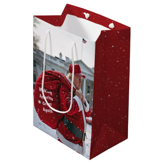 Santa Claus Trump By White House Medium Gift Bag (Front Angled)