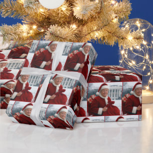 Santa Claus Trump In Front of White House Wrapping Paper