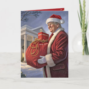 Santa Claus Trump With Gift Bag Card