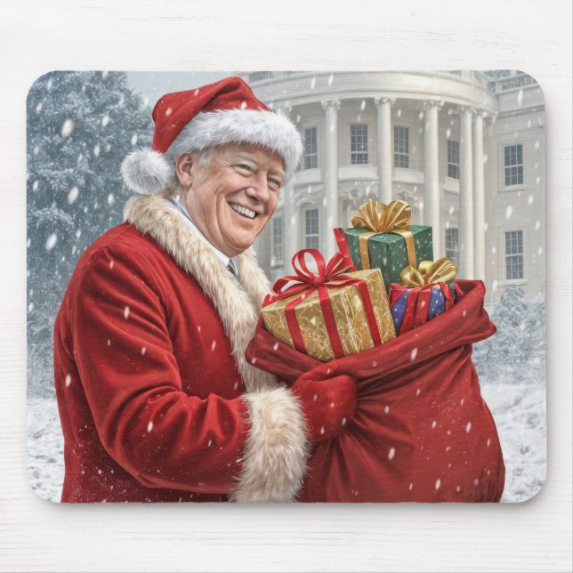 Santa Claus Trump With Gift Bag Mouse Mat (Front)