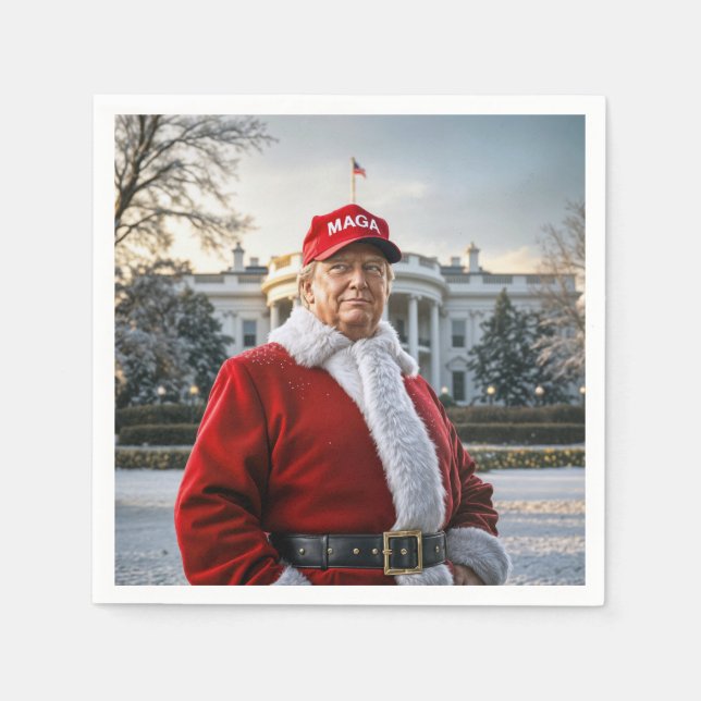 Santa Claus Trump With MAGA Hat Napkin (Front)
