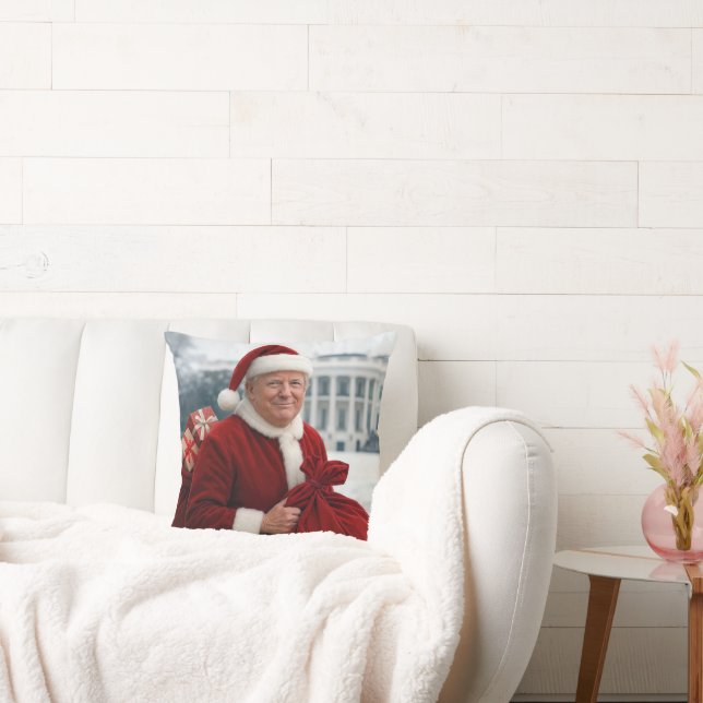 Santa Claus Trump With Red Gift Bag Cushion (Couch)