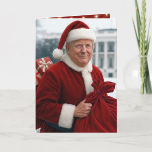 Santa Claus Trump With Red Gift Sack Card