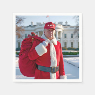 Santa Claus Trump With Red Gift Sack Napkin