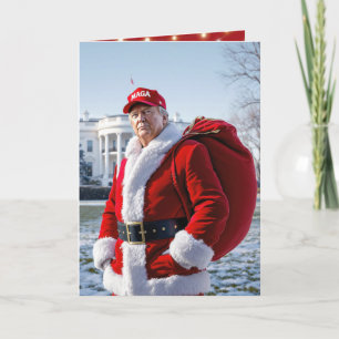 Santa Claus Trump With Red Sack Card