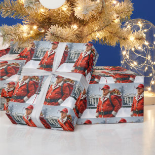 Santa Claus Trump With Red Sack Wrapping Paper