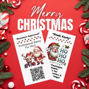 Santa Claus Two Sides Business Card Thanks QR Code