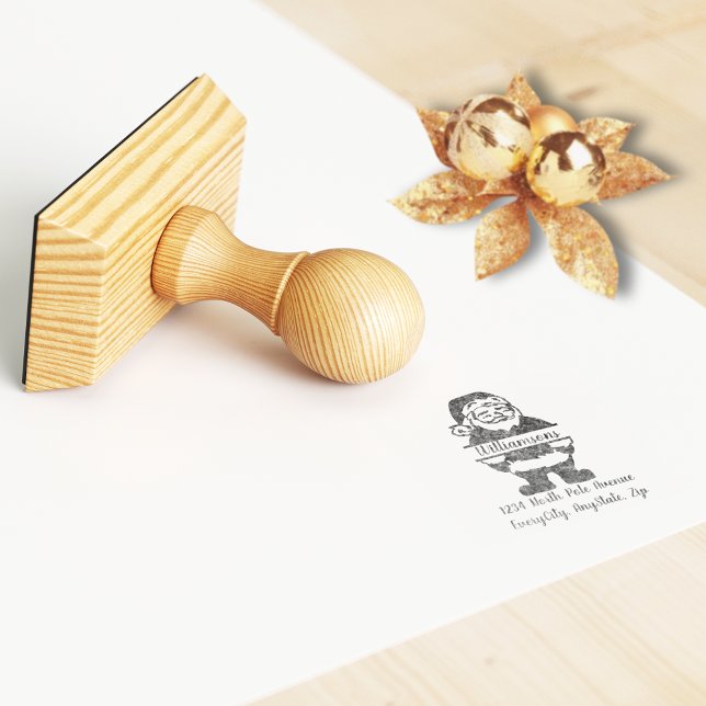 Santa Claus Typography Return Address Rubber Stamp (Creator Uploaded)