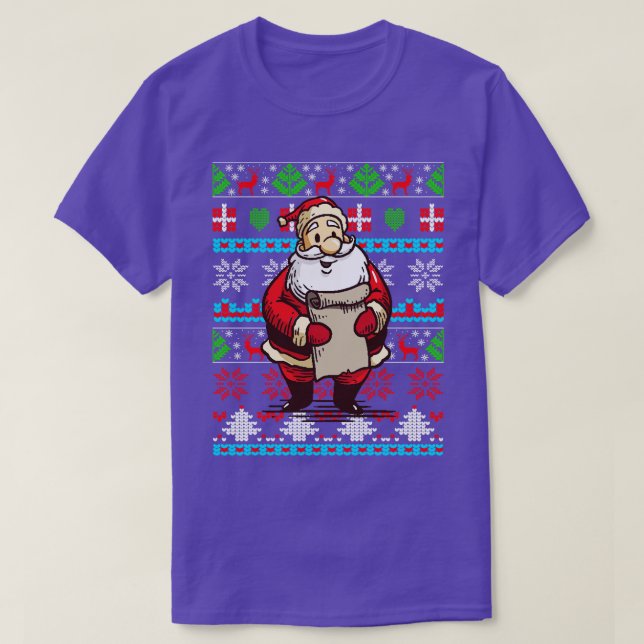 Santa Claus Ugly Christmas T-Shirt (Design Front)